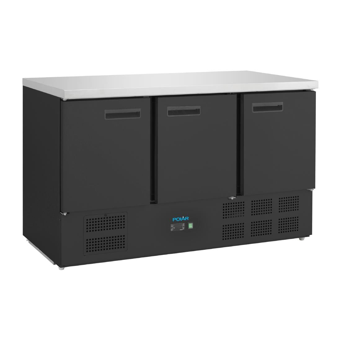 Polar G-Series Triple Door Counter Fridge Black 368Ltr
