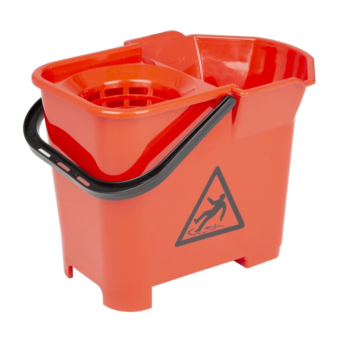 Nisbets Essentials Mop Bucket & Wringer 10Ltr Red (3 parts)