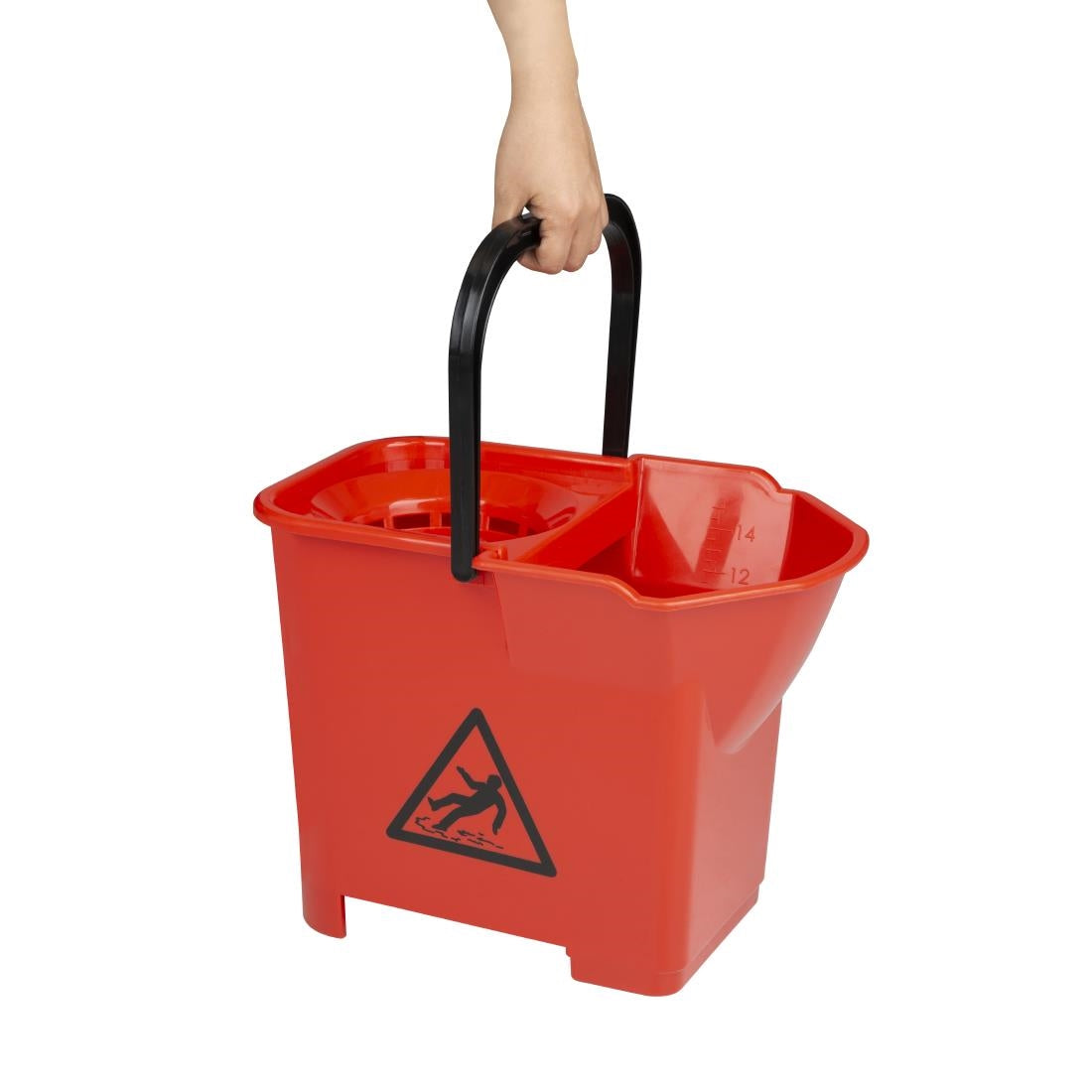 Nisbets Essentials Mop Bucket & Wringer 10Ltr Red (3 parts)