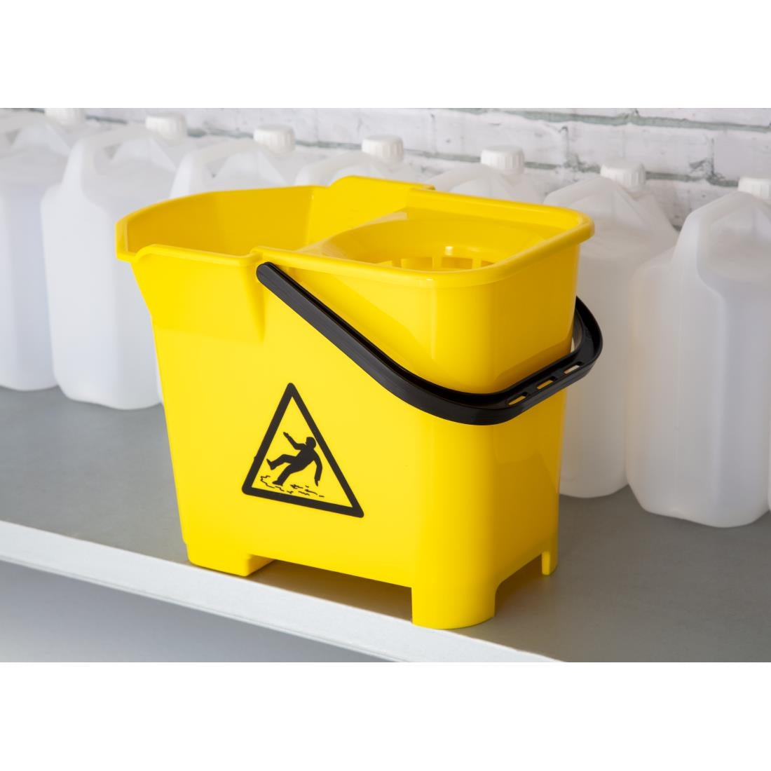 Nisbets Essentials Mop Bucket & Wringer 10Ltr Yellow (3 Parts)