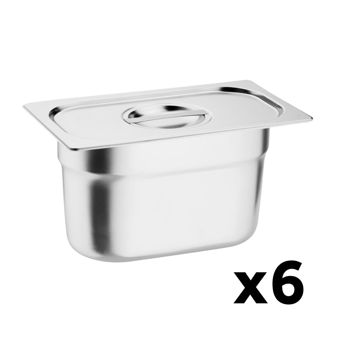 Vogue Gastronorm Tray Set with Lids 1/9 (6 Pack)