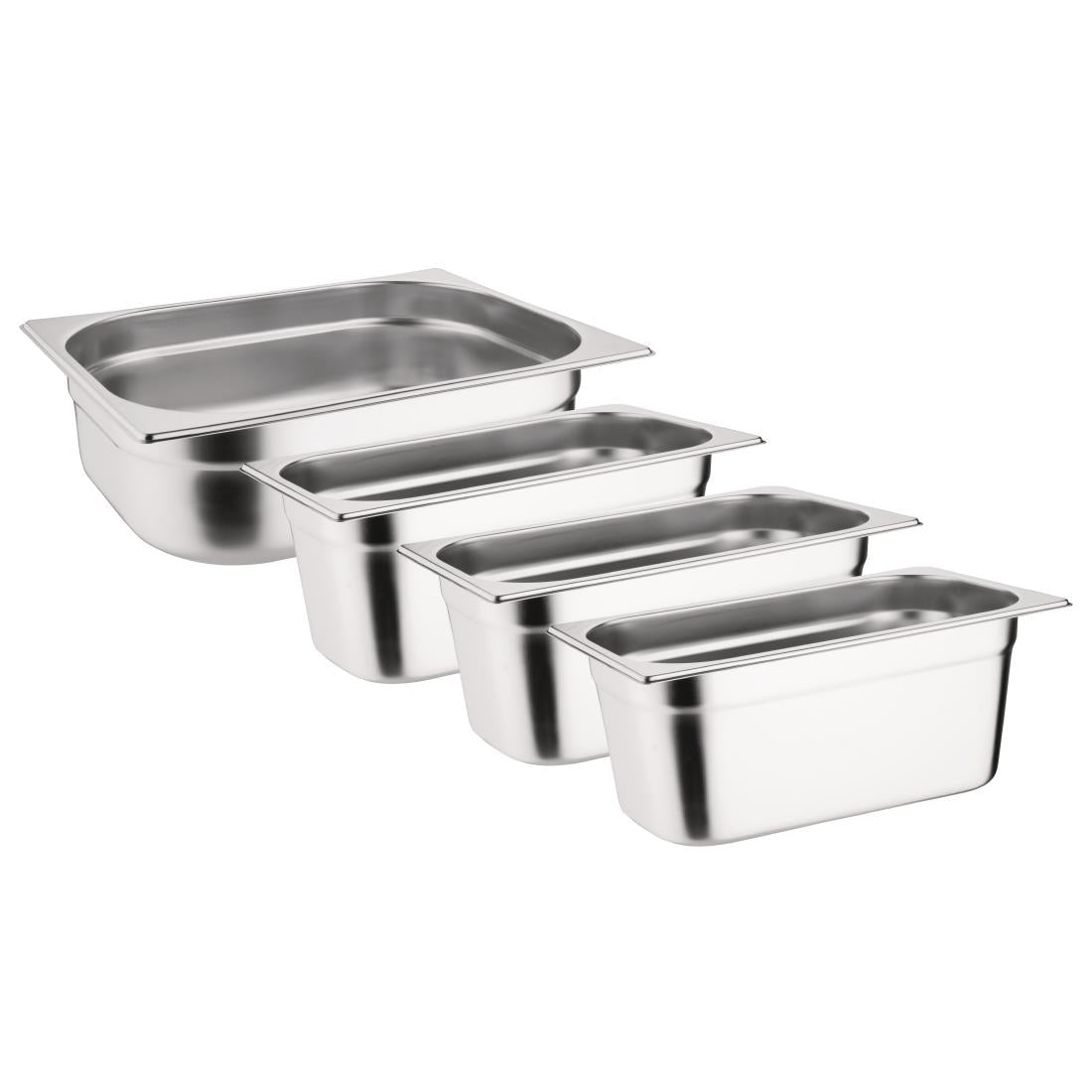 Vogue Stainless Steel Gastronorm Tray Set 3 x 1/3 & 1 x 1/2