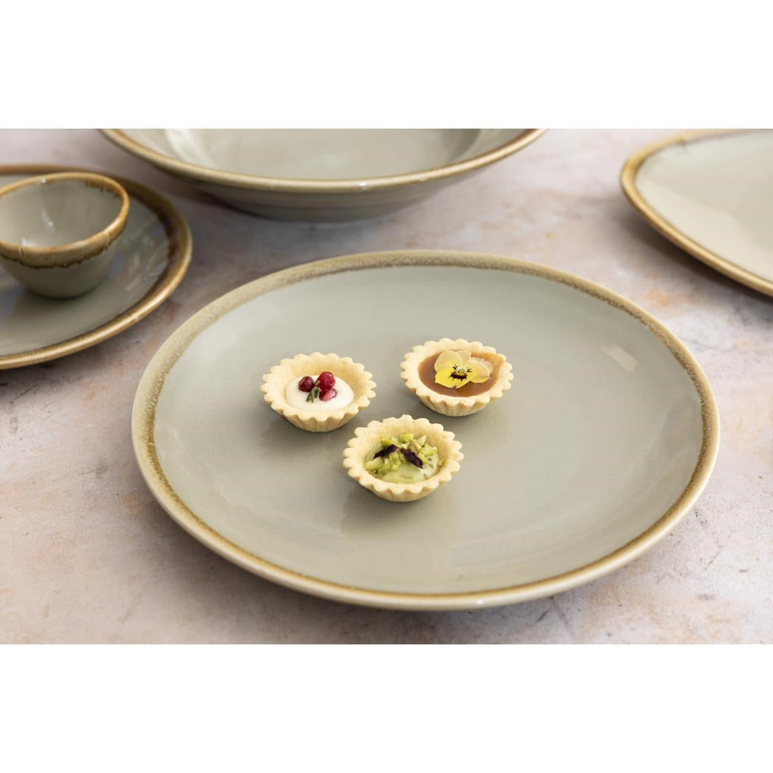 Olympia Kiln Round Coupe Plates Moss 230mm (6 Pack)