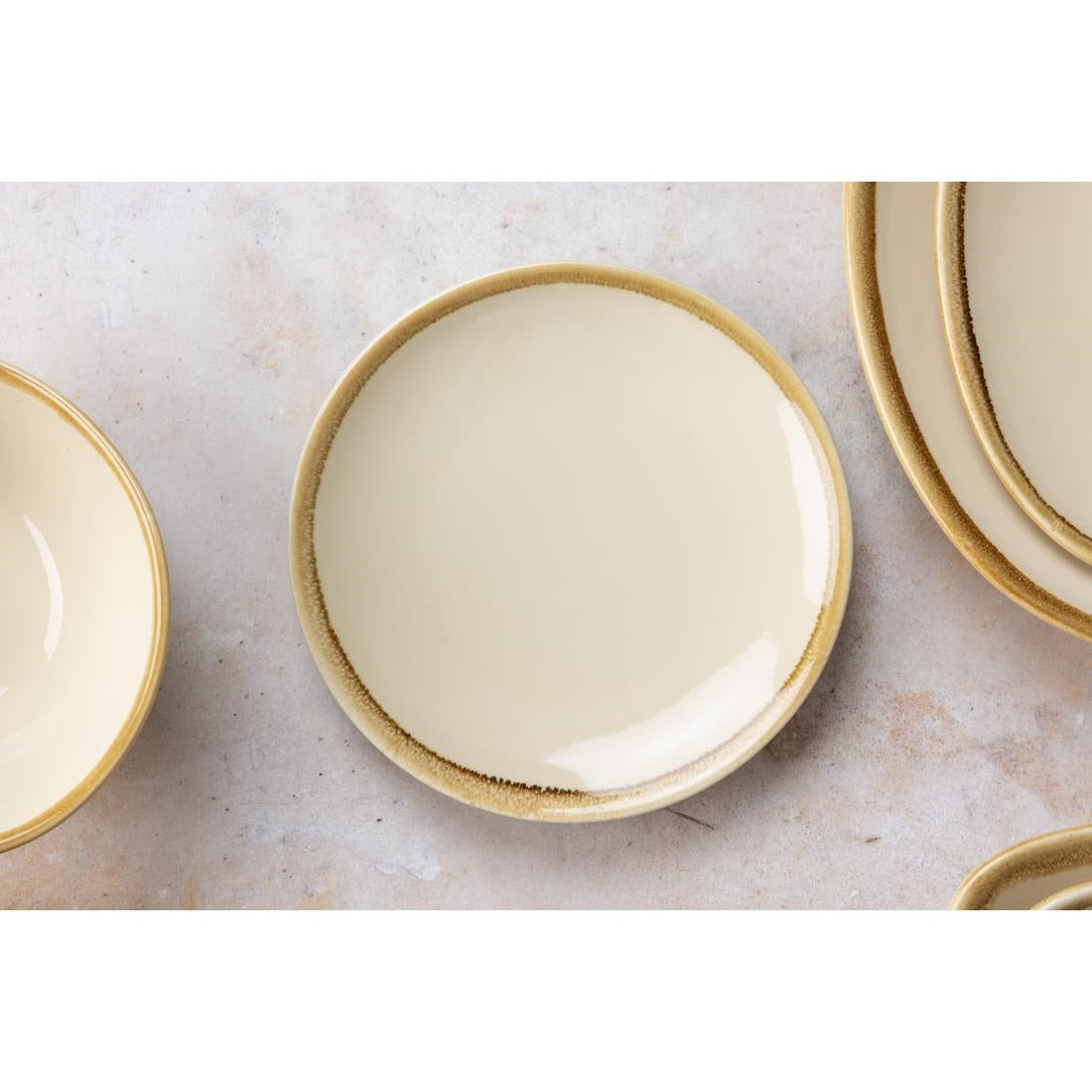 Olympia Kiln Round Coupe Plates Sandstone 230mm (6 Pack)