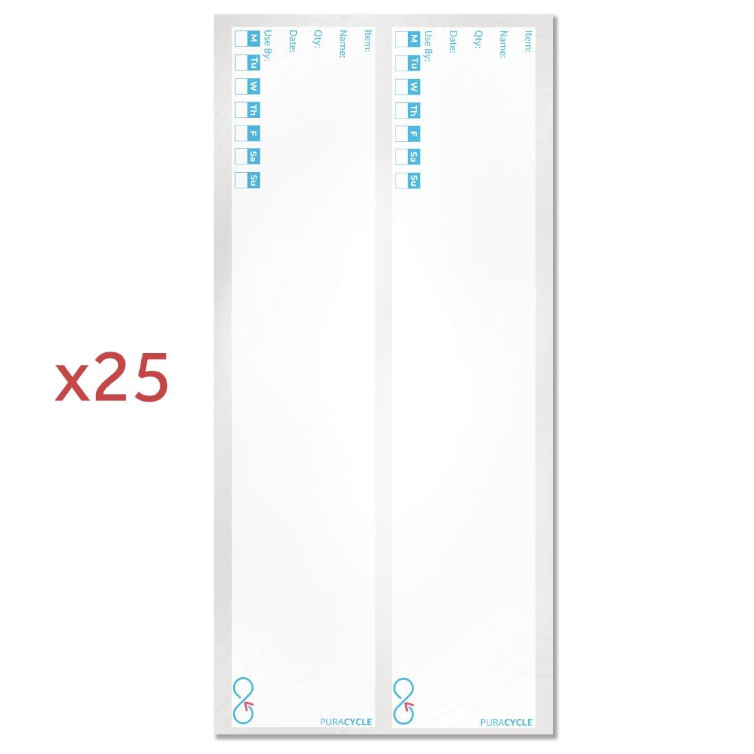 Puracycle Reusable Day Bottle Label Pack (25 Labels, 2 Cloths) + Free Pens