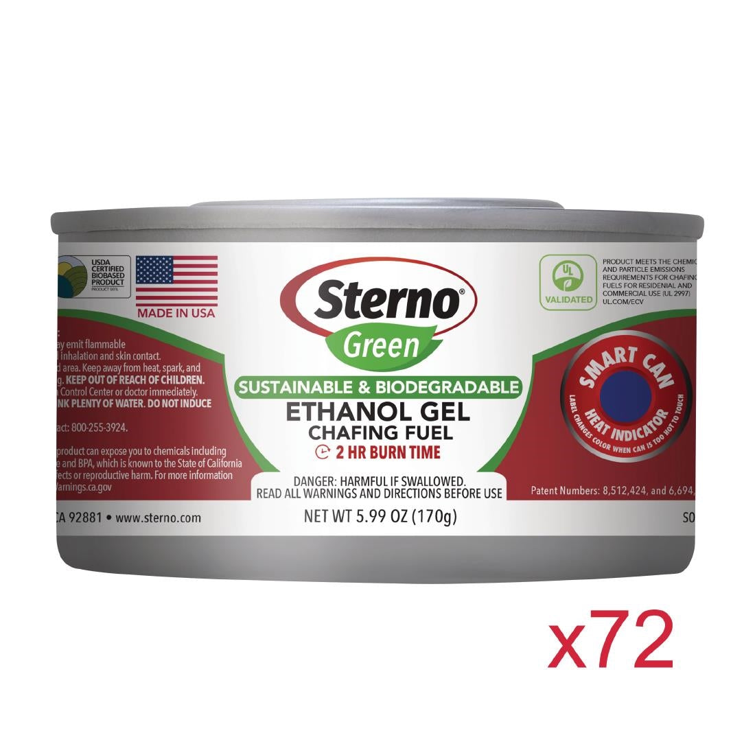 Sterno Green Ethanol Gel Chafing Fuel 2 Hour (72 Pack)