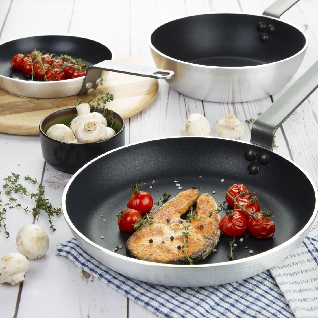 Vogue Cook Like A Pro 3-Piece Aluminium Non-Stick Frying Pan & Sauté Pan Set