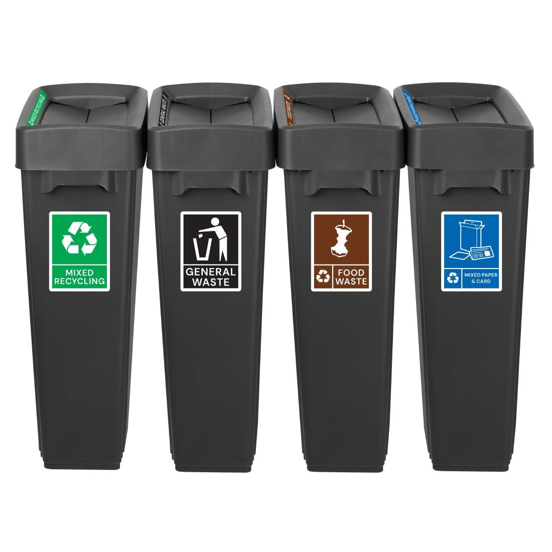 Jantex Simpler Recycling Slim Bin Bundle Black 4x 80Ltr