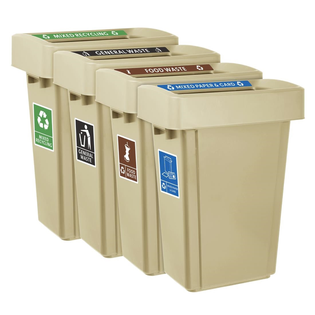 Jantex Simpler Recycling Slim Bin Bundle Beige 4x 60Ltr