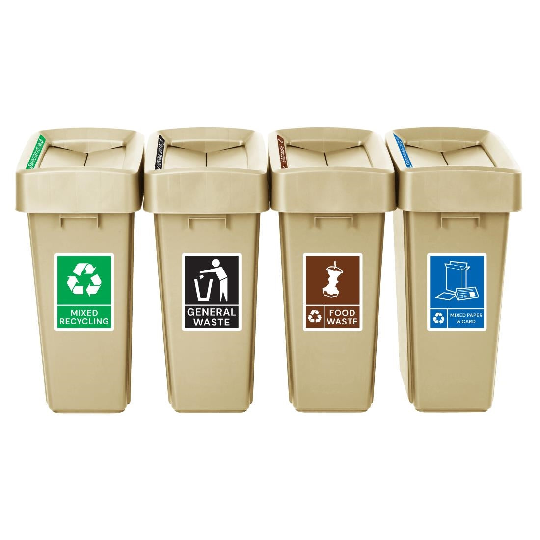 Jantex Simpler Recycling Slim Bin Bundle Beige 4x 60Ltr