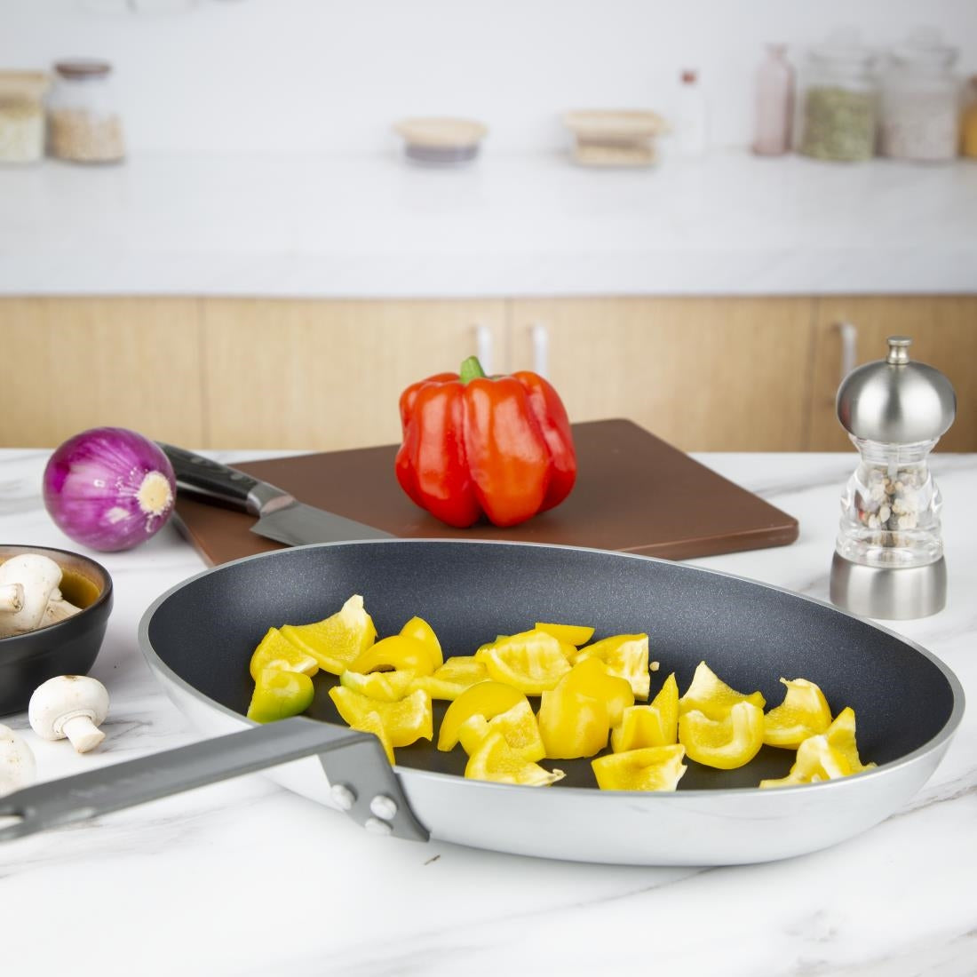 Vogue Aluminium Non-Stick Teflon Platinum Plus Oval Frying Pan 36cm