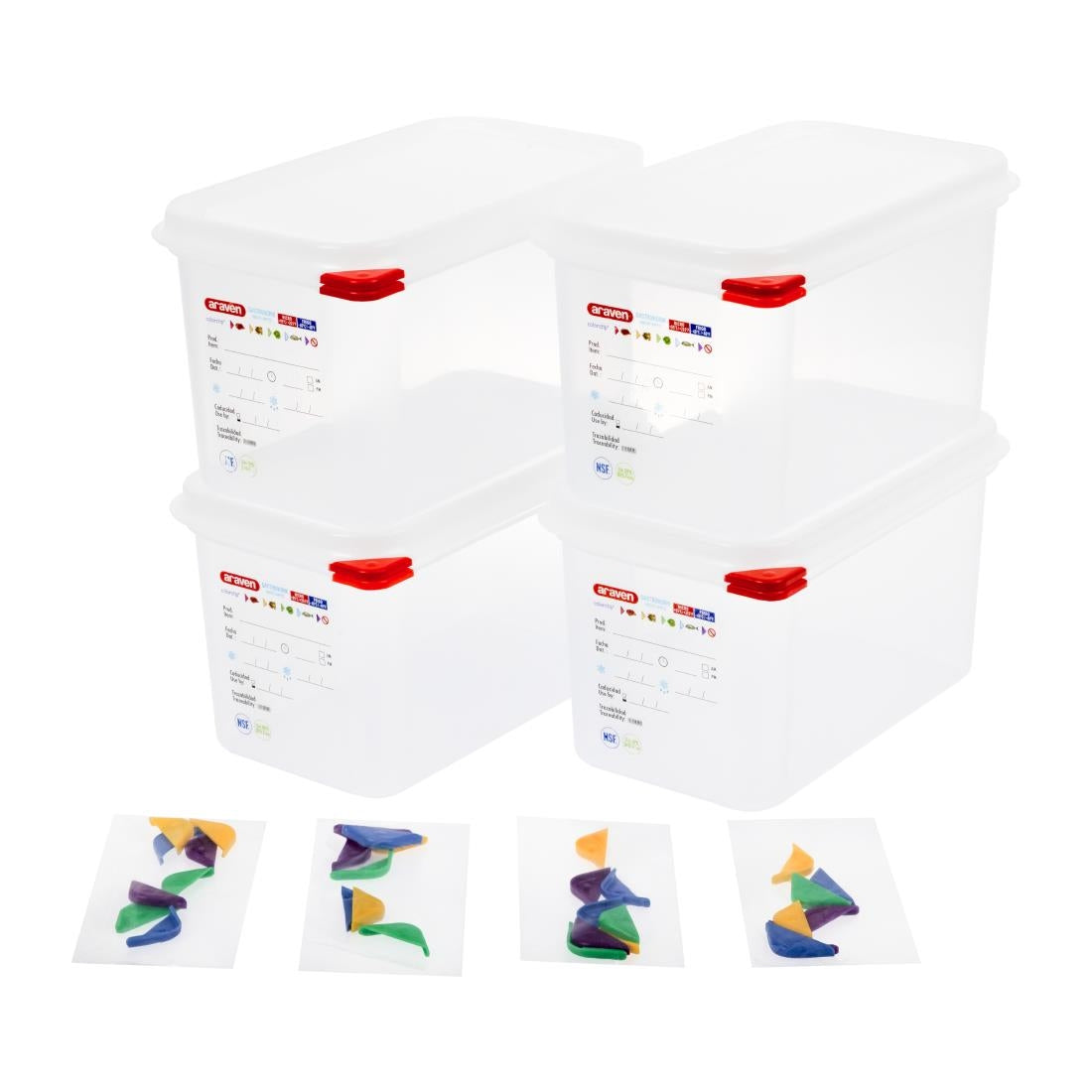 Araven Polypropylene 1/4 Gastronorm Food Containers 4.3Ltr (4 Pack)