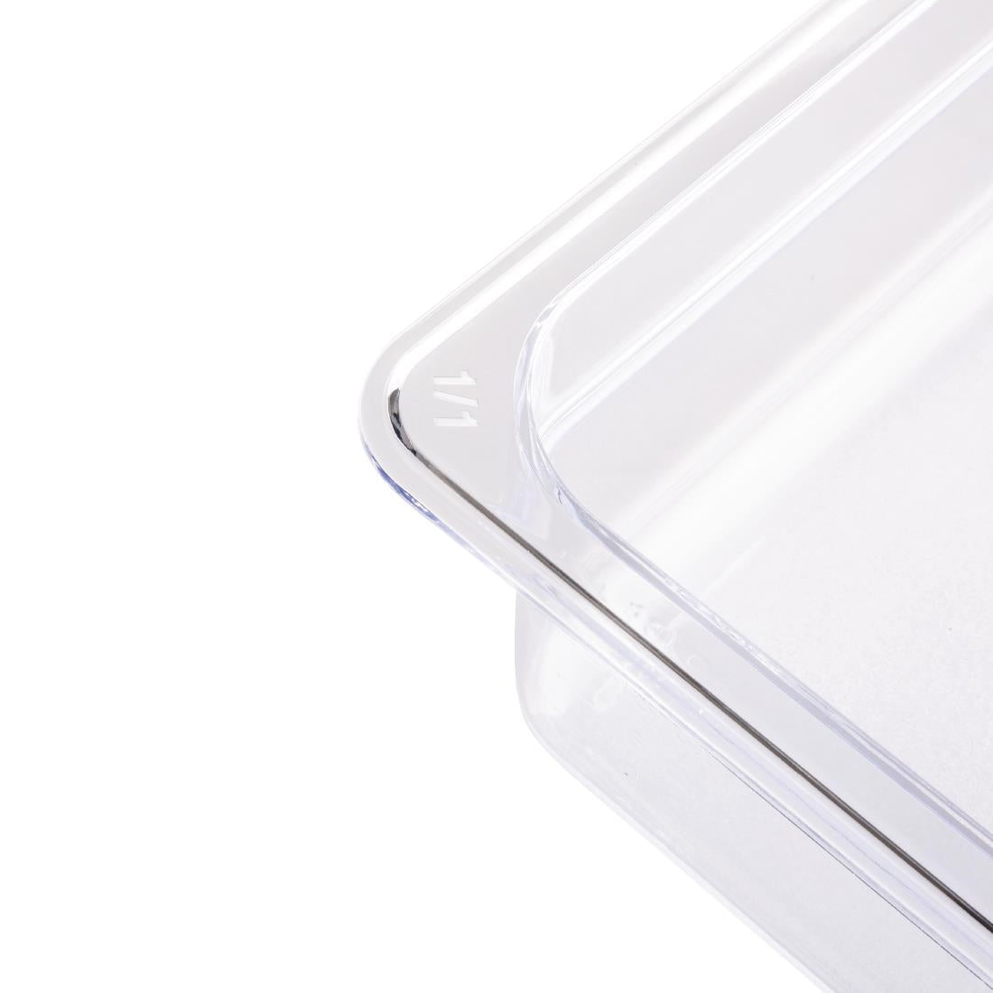 Vogue Polycarbonate 1/1 Gastronorm Container 100mm Clear
