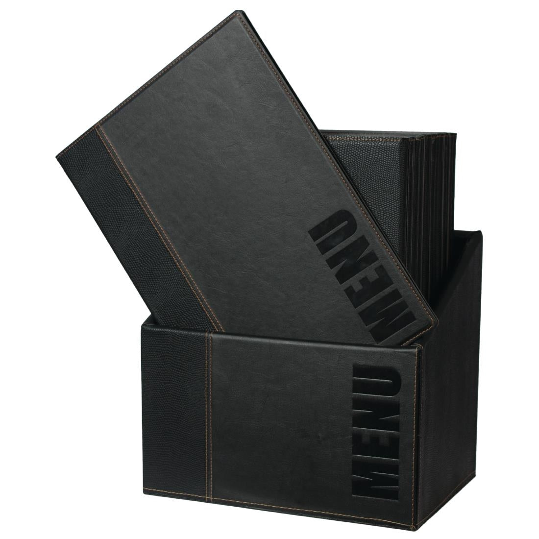 Securit Contemporary Menu Covers and Storage Box A4 Black (20 Pack)