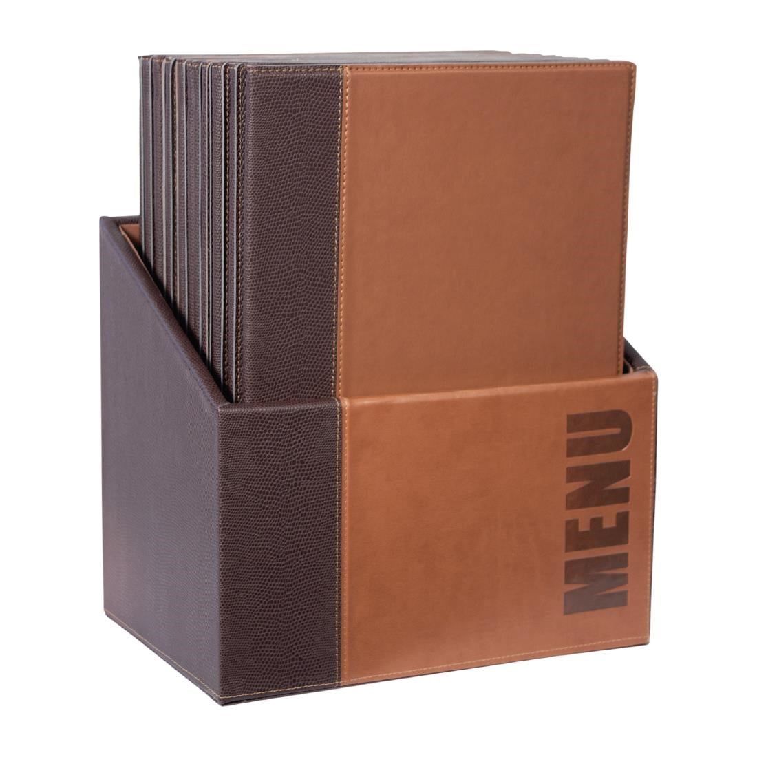 Securit Contemporary Menu Covers and Storage Box A4 Tan (20 Pack)