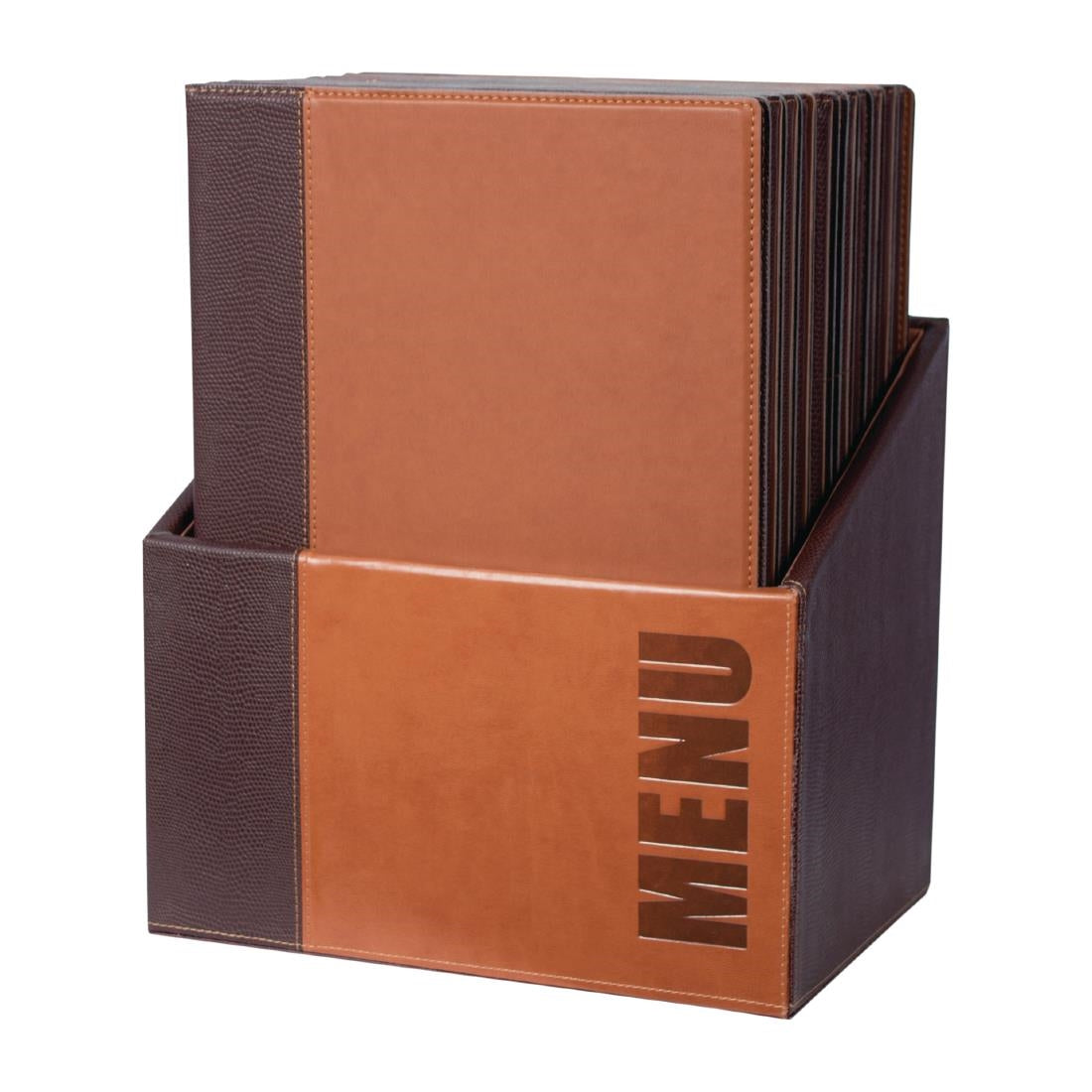 Securit Contemporary Menu Covers and Storage Box A4 Tan (20 Pack)
