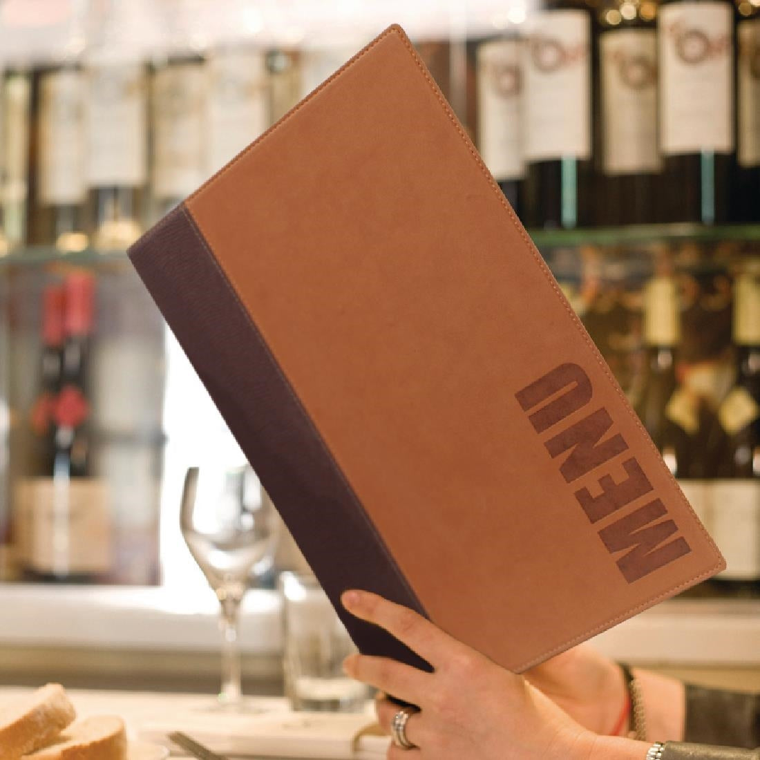 Securit Contemporary Menu Covers and Storage Box A4 Tan (20 Pack)