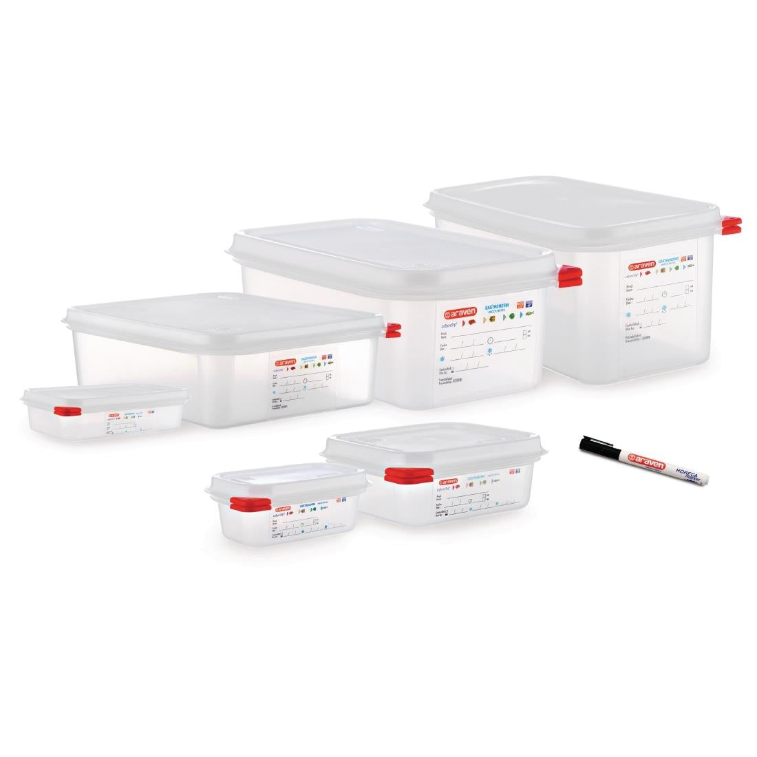 Araven Polypropylene 1/3 Gastronorm Food Container 6Ltr (4 Pack)