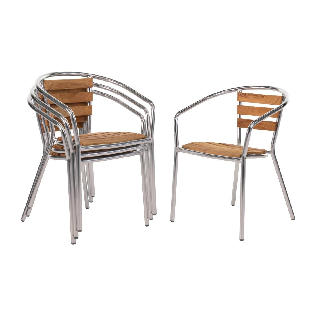 Bolero Aluminium and Ash Chairs (4 Pack)