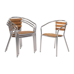 Bolero Aluminium and Ash Chairs (4 Pack)
