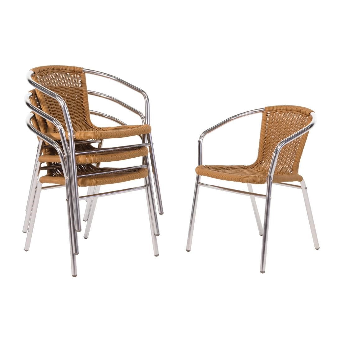 Bolero Aluminium and PE Wicker Chairs Natural (4 Pack)