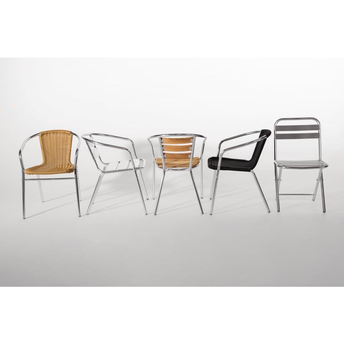 Bolero Aluminium and PE Wicker Chairs Black (4 Pack)
