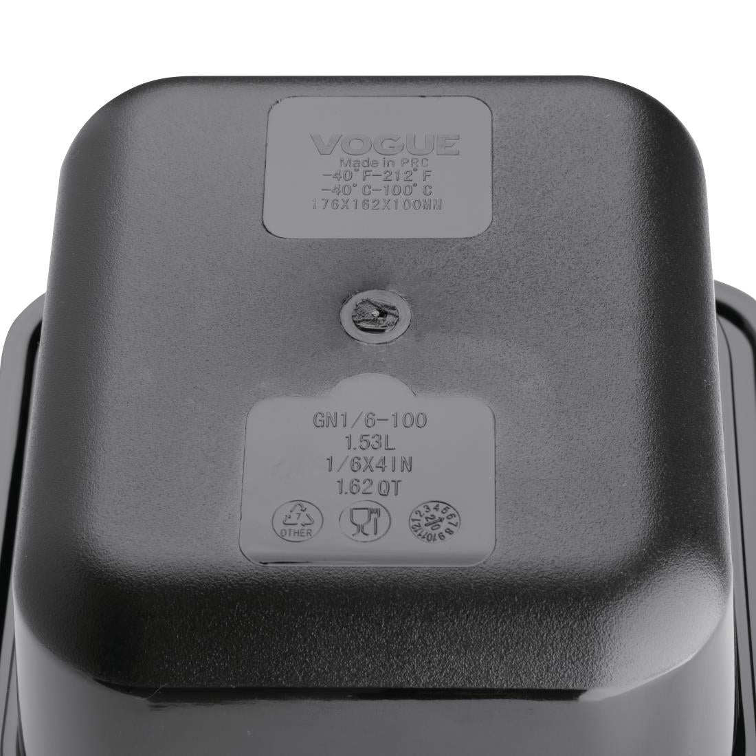 Vogue Polycarbonate 1/6 Gastronorm Container 100mm Black