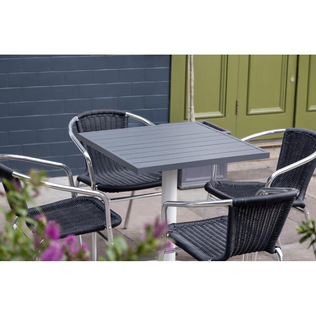 Bolero Aluminium and PE Wicker Chairs Black (4 Pack)