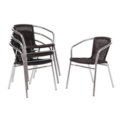 Bolero Aluminium and PE Wicker Chairs Black (4 Pack)