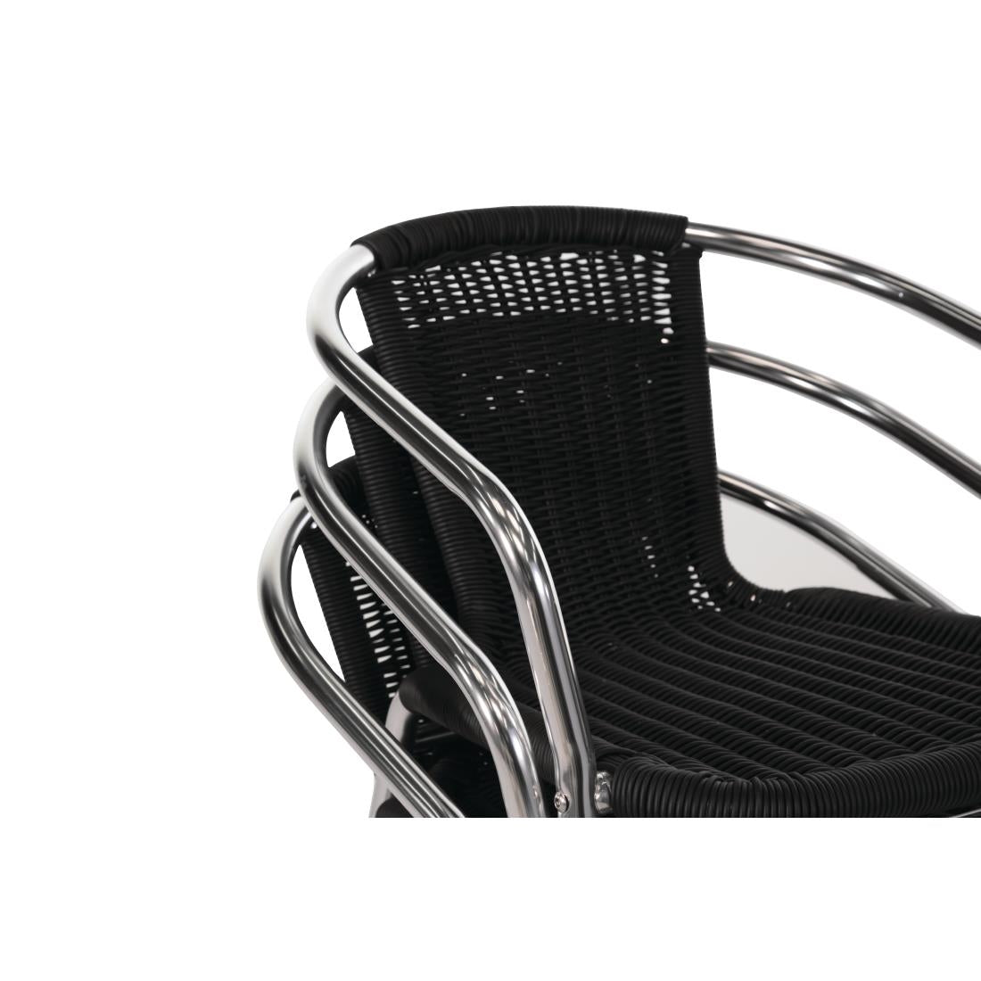 Bolero Aluminium and PE Wicker Chairs Black (4 Pack)