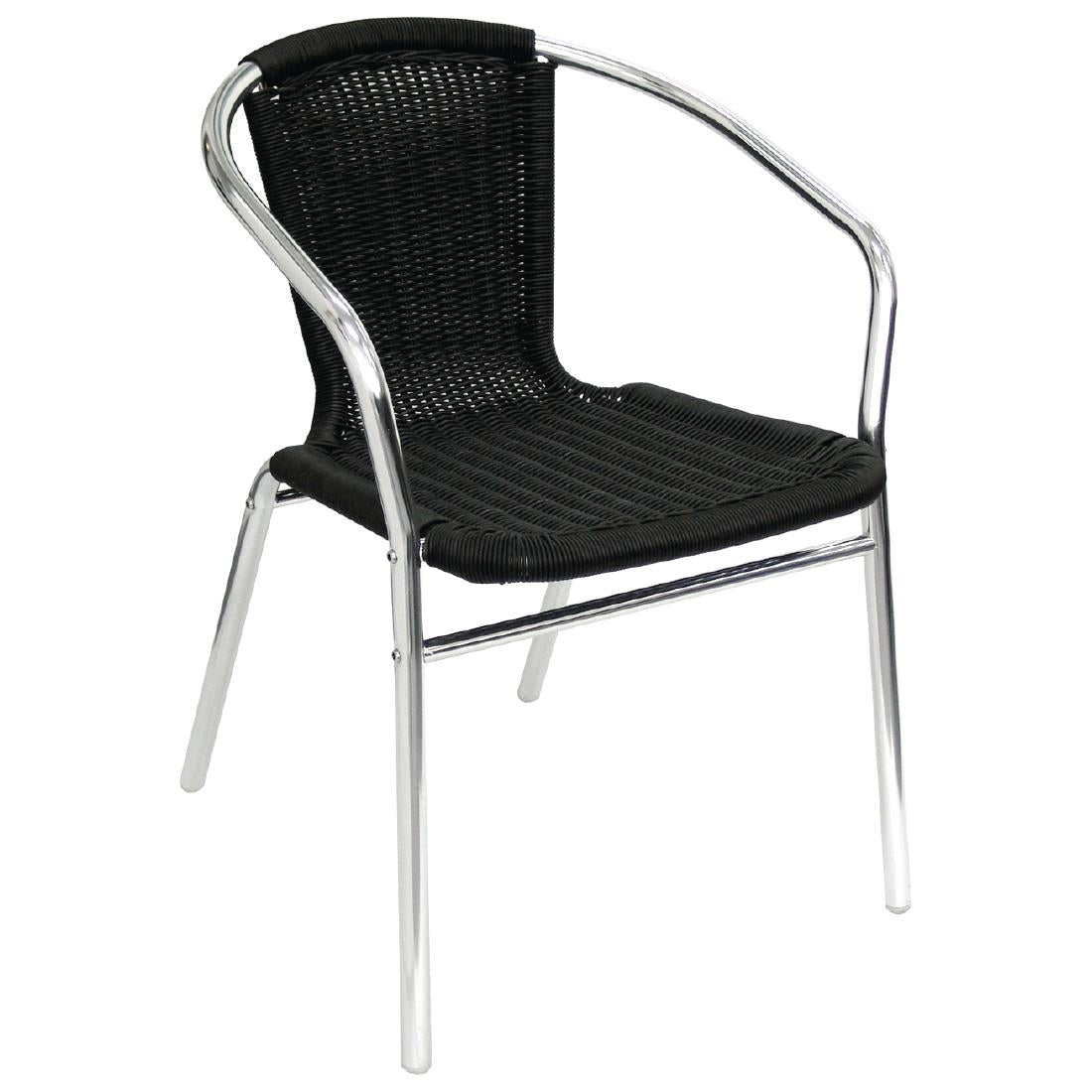 Bolero Aluminium and PE Wicker Chairs Black (4 Pack)
