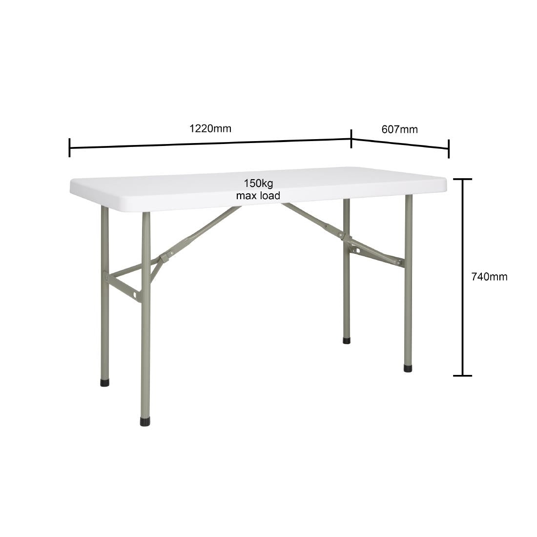 Bolero PE Rectangular Folding Table White 4ft