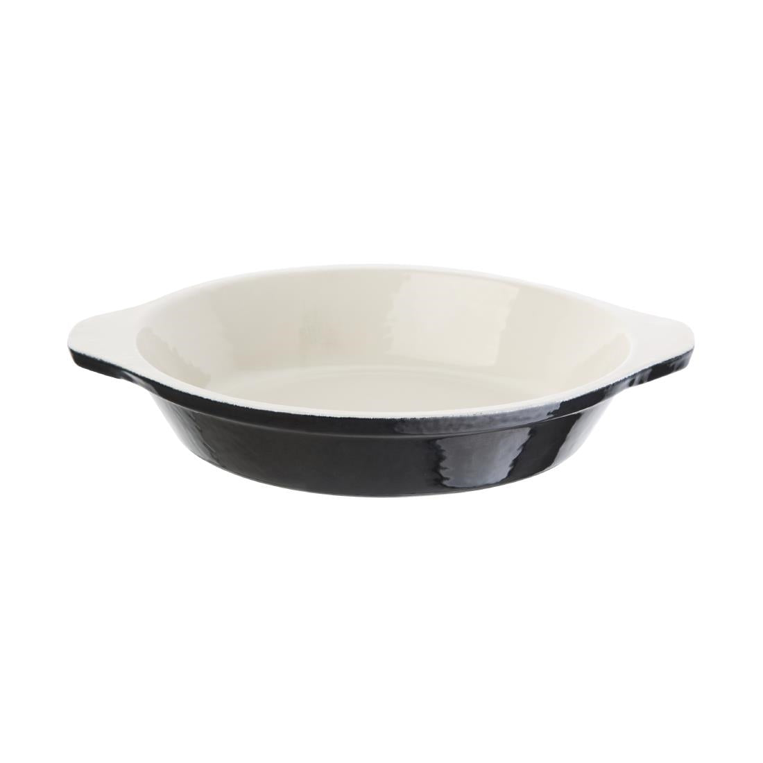 Vogue Cast Iron Round Gratin Dish Black 400ml