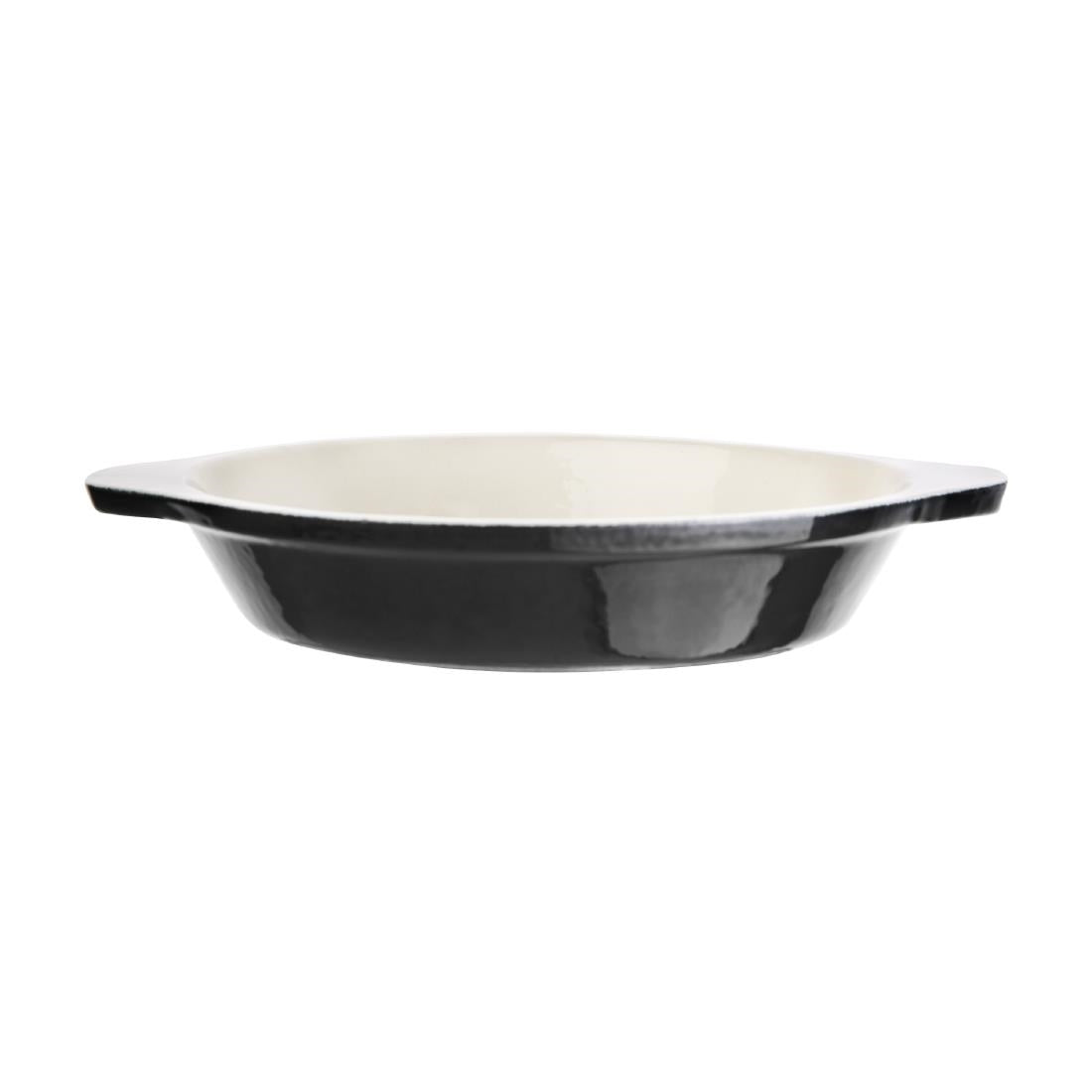 Vogue Cast Iron Round Gratin Dish Black 400ml