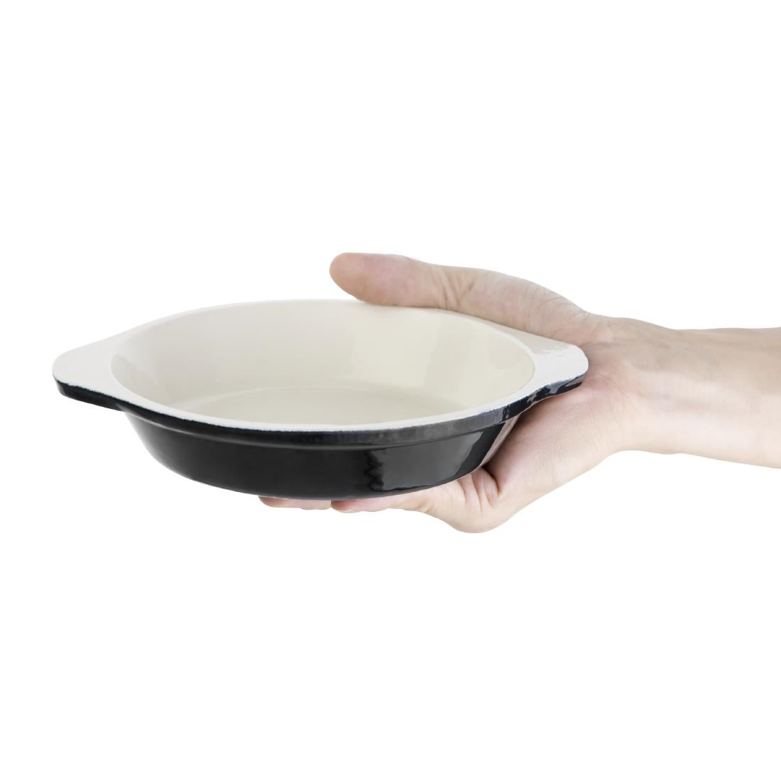 Vogue Cast Iron Round Gratin Dish Black 400ml