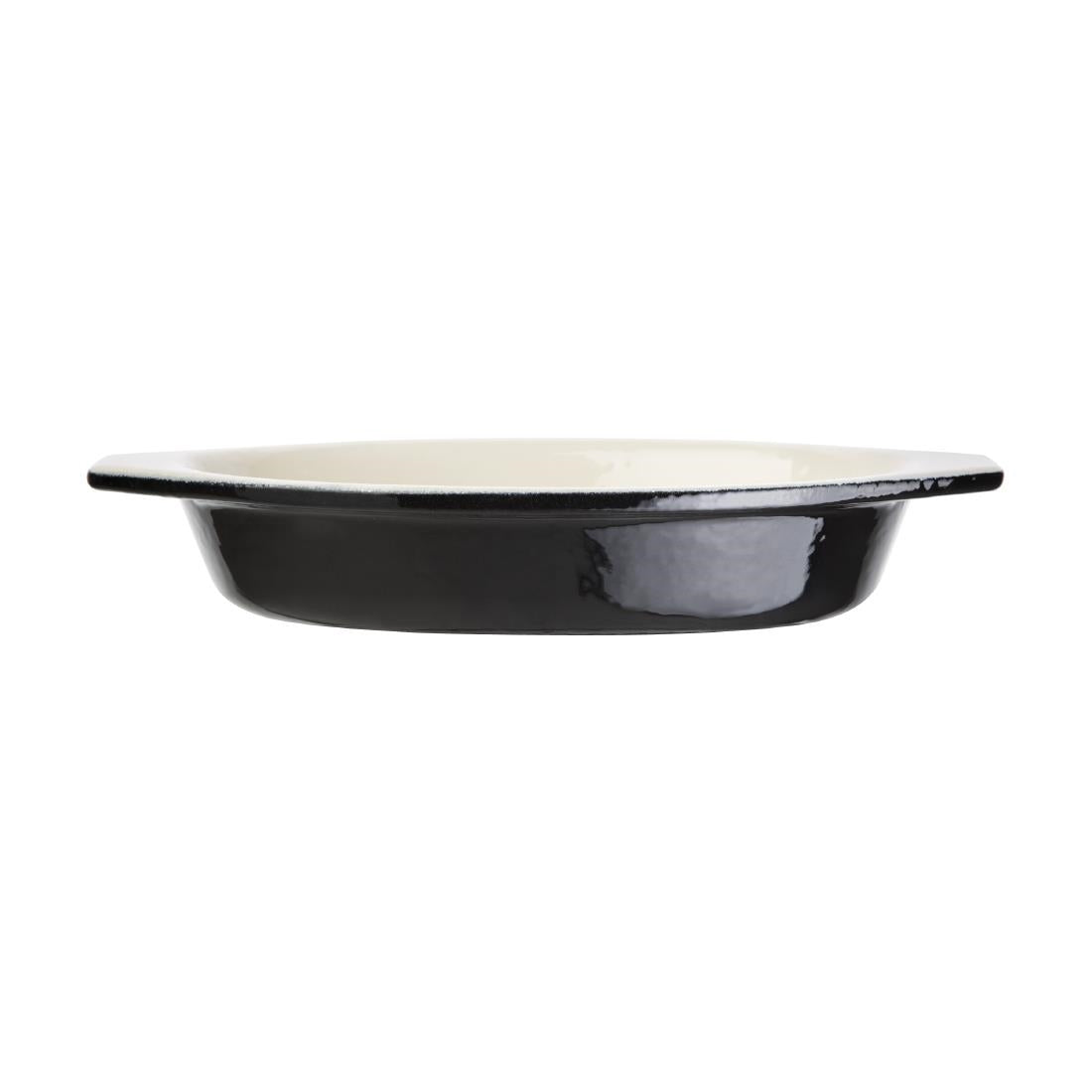 Vogue Cast Iron Oval Gratin Dish Black 650ml