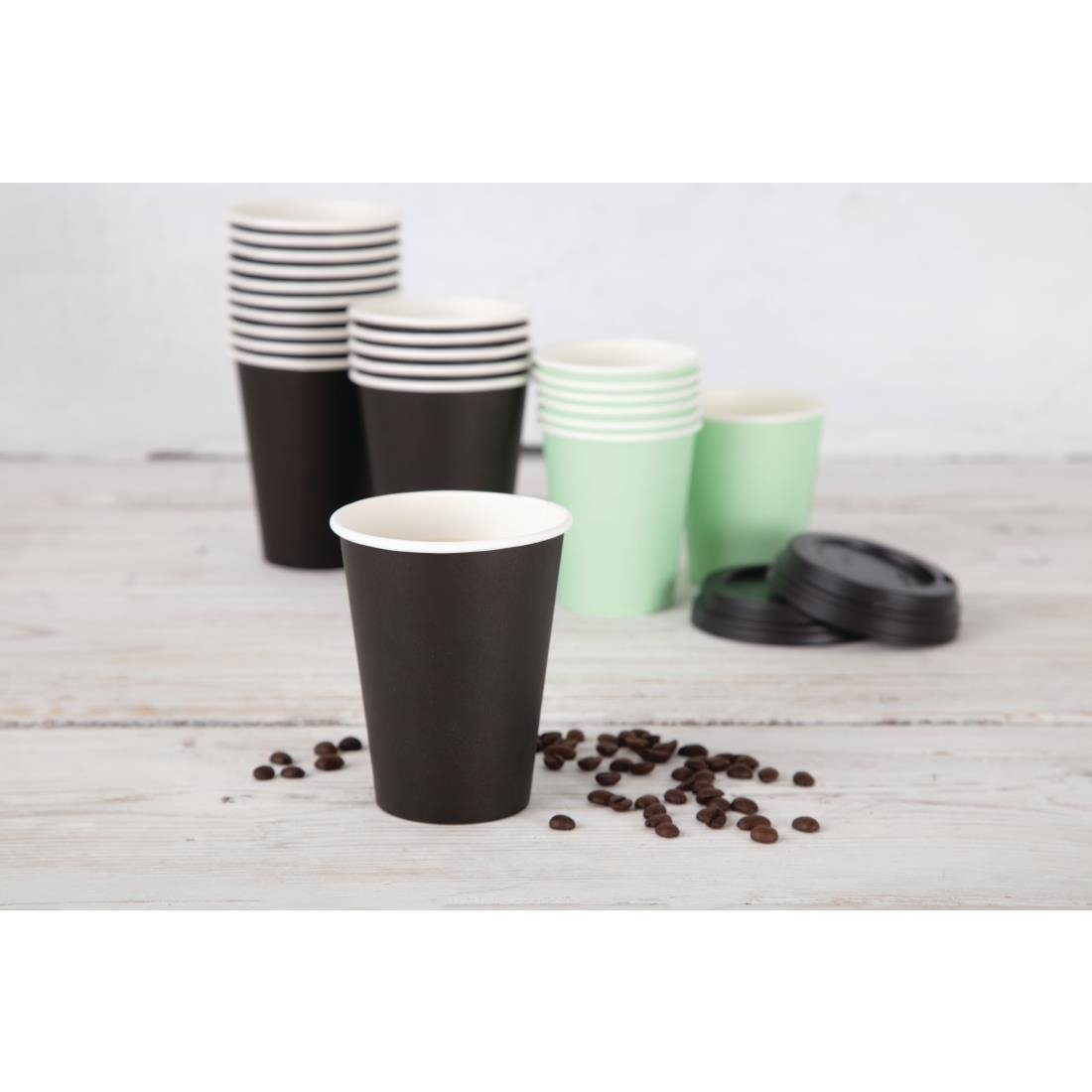 Fiesta Recyclable Coffee Cups Single Wall Black 340ml / 12oz (50 Pack)