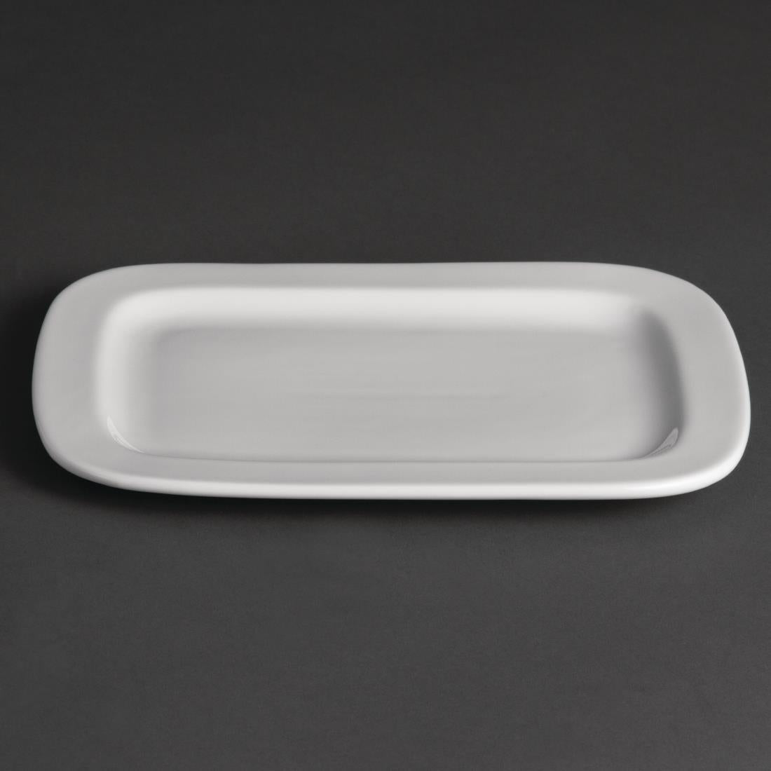 Olympia Whiteware Rounded Rectangular Plates 230mm (12 Pack)