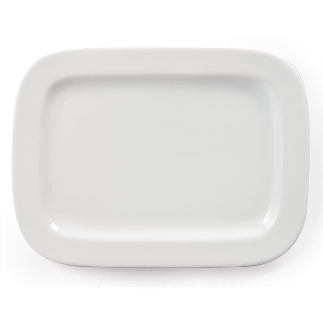 Olympia Whiteware Rounded Rectangular Plates 230mm (12 Pack)