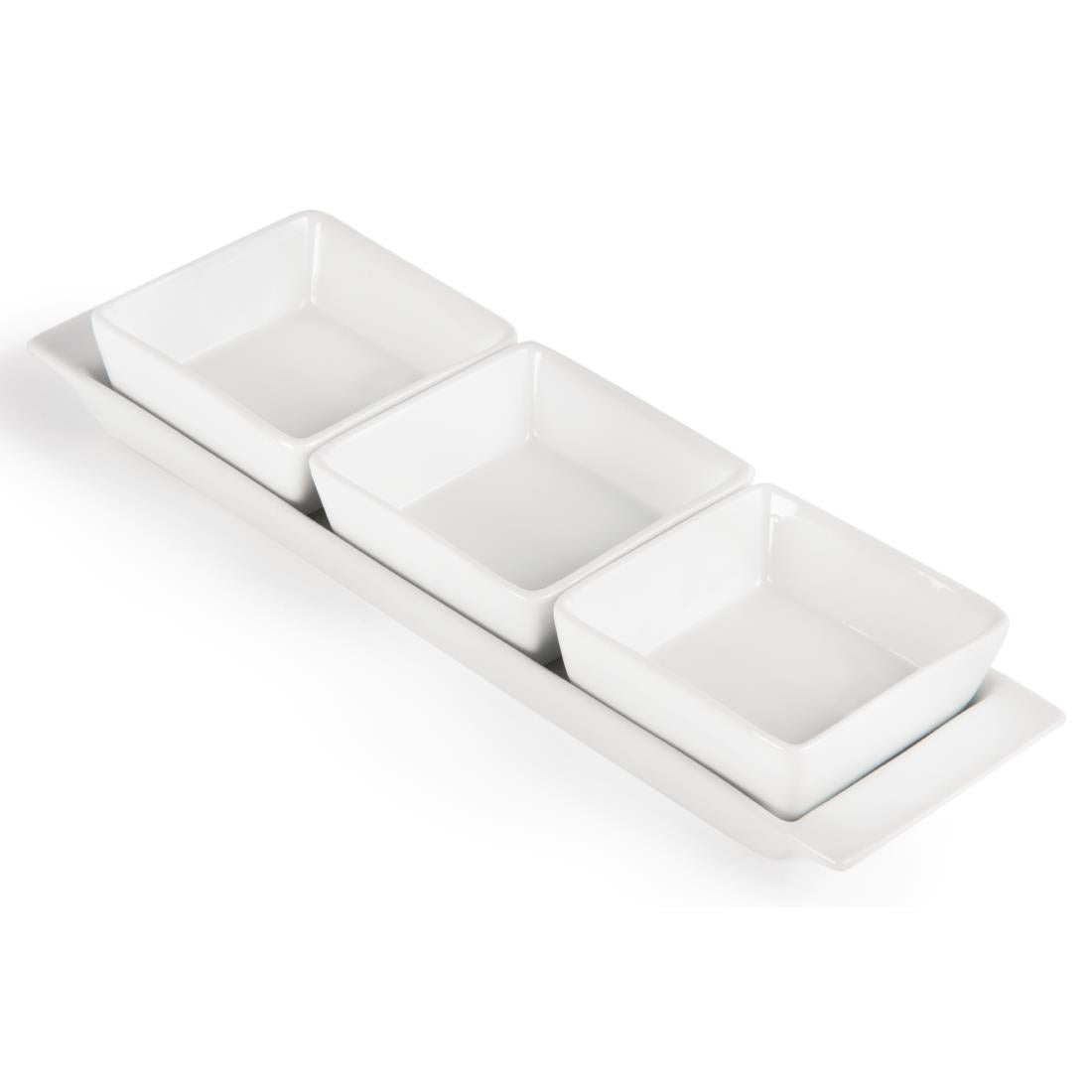 Olympia Whiteware Snack Dishes with Plates 3 Section (2 Pack)