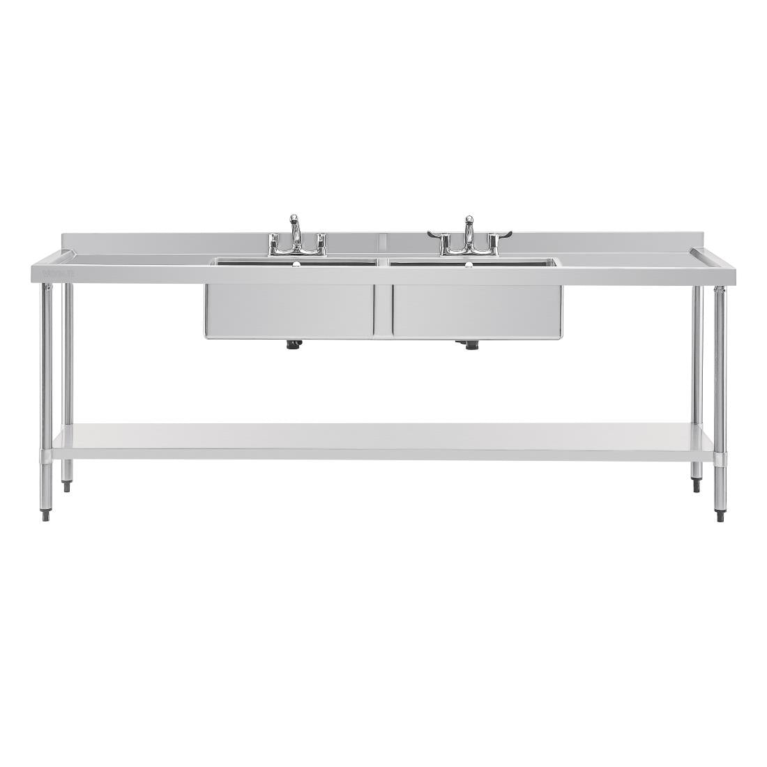 Vogue Stainless Steel Double Sink with Double Drainer 2400mm