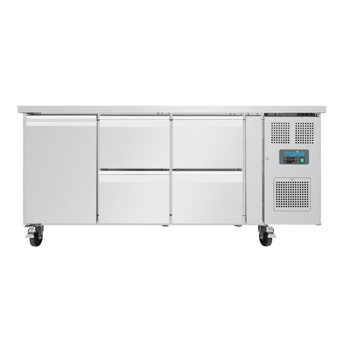 Polar U-Series Single Door and 4 Drawer Counter Fridge 358Ltr