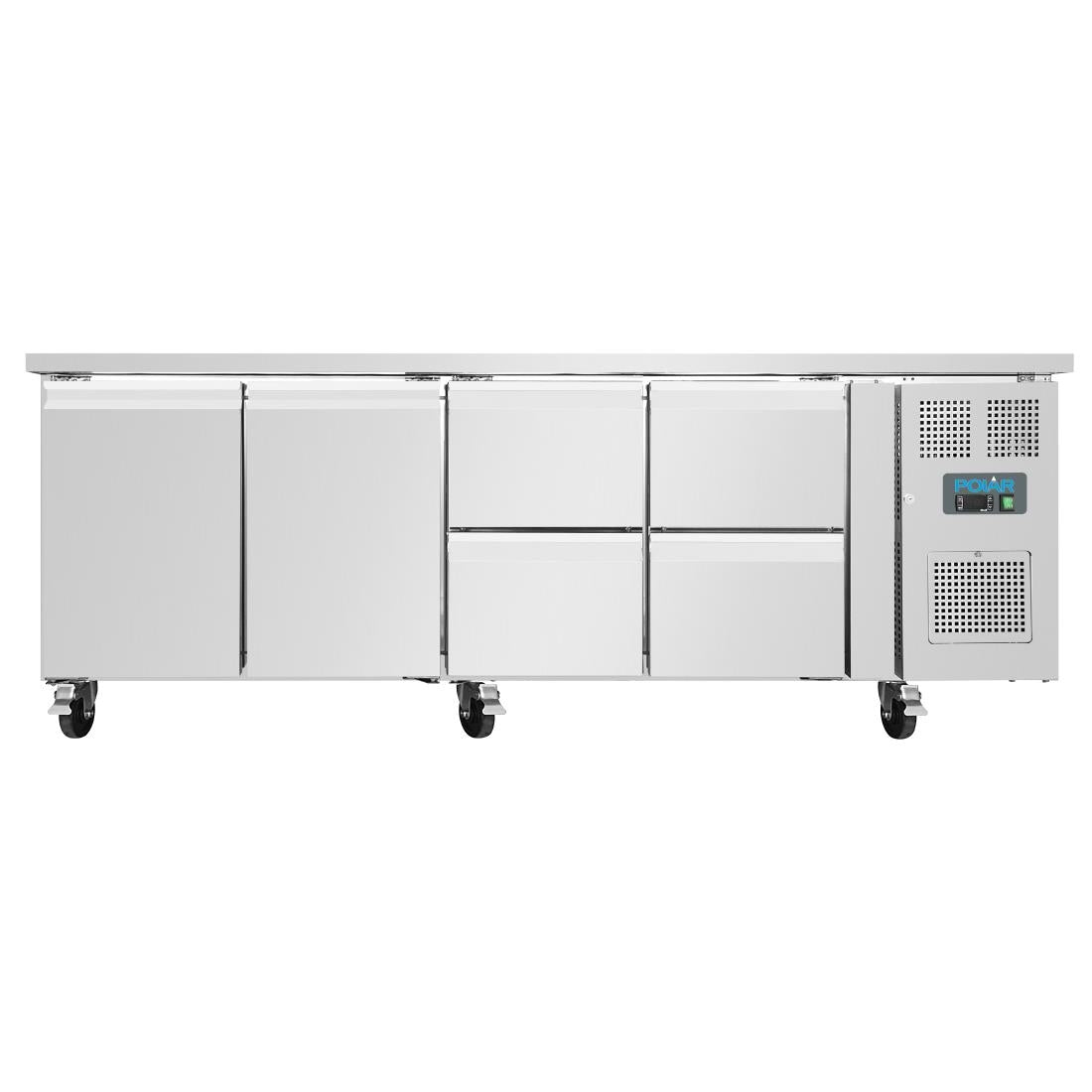 Polar U-Series Double Door and 4 Drawer Counter Fridge 476Ltr