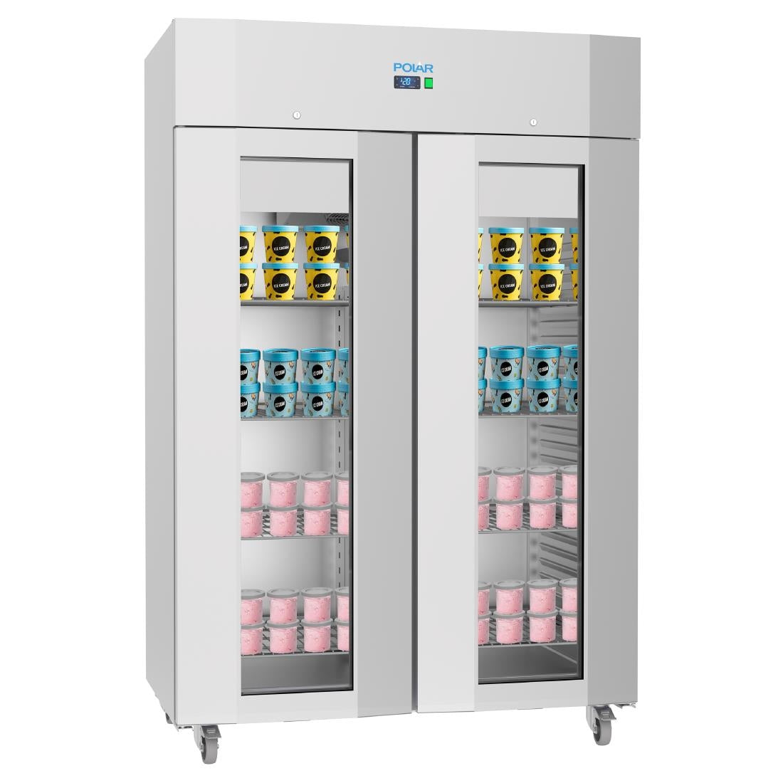 Polar U-Series Energy Efficient Double Glass Door Upright Storage/Display Freezer