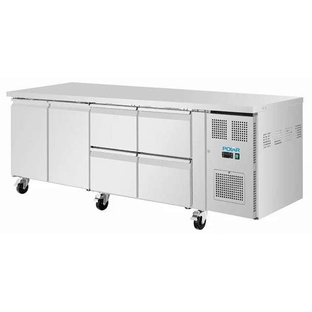 Polar U-Series Counter Fridge 4 Drawers & 2 Door