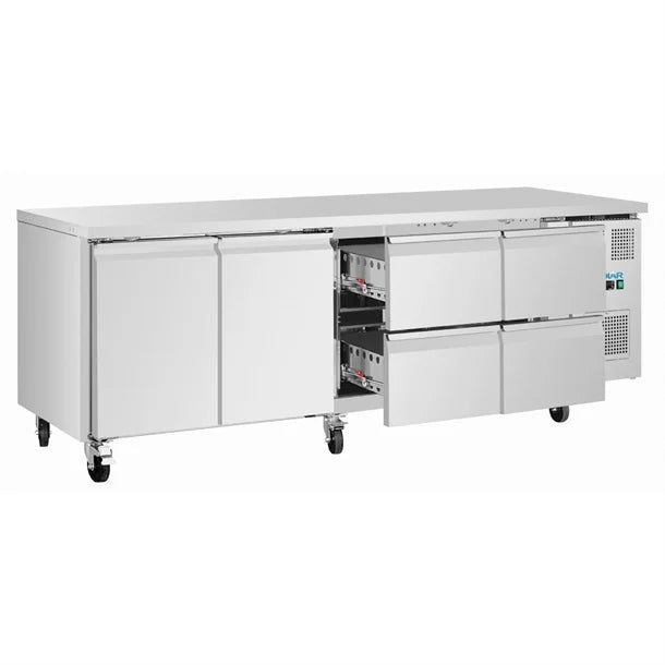 Polar U-Series Counter Fridge 4 Drawers & 2 Door