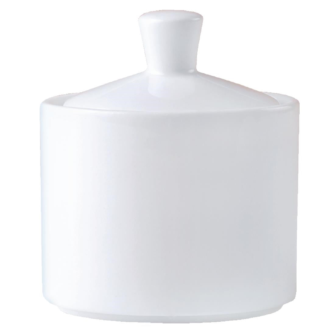Steelite Monaco White Vogue Sugar Pots and Lids (6 Pack)