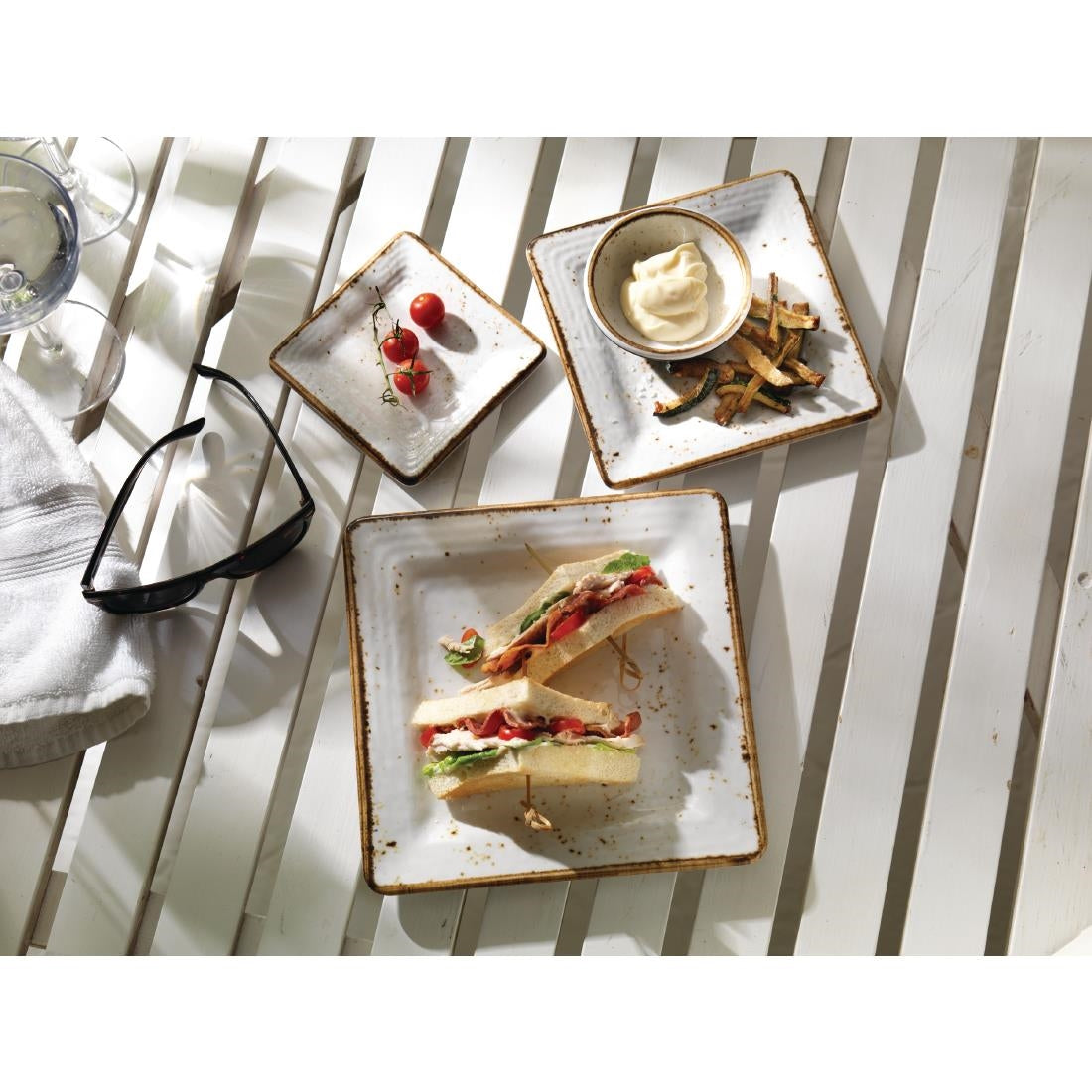 Steelite Craft Melamine Square Plates White 228mm (6 Pack)