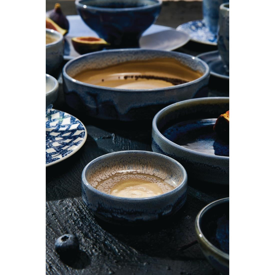 Steelite Aurora Revolution Bluestone Round Stacking Trays 100mm (12 Pack)