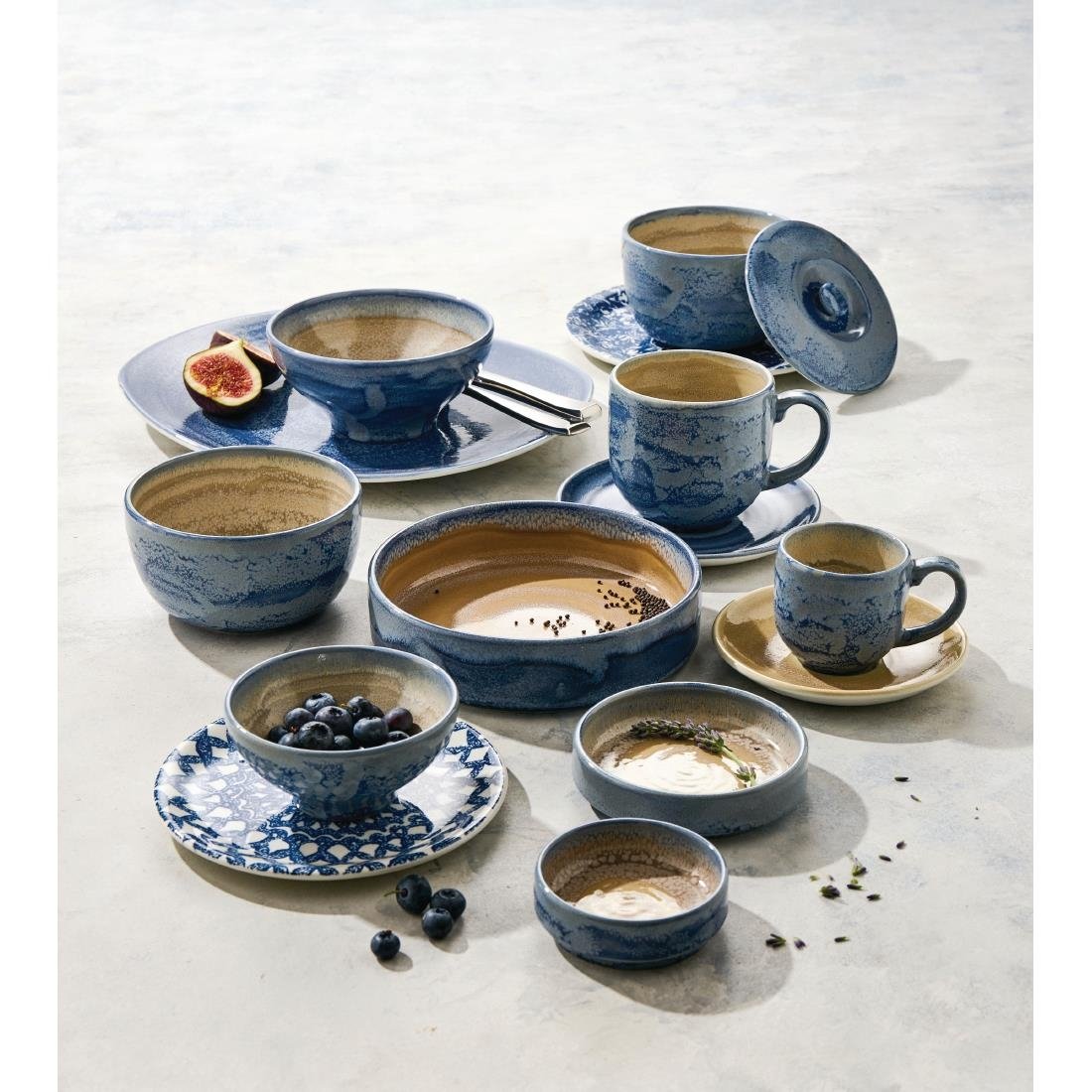 Steelite Aurora Revolution Bluestone Round Stacking Trays 100mm (12 Pack)
